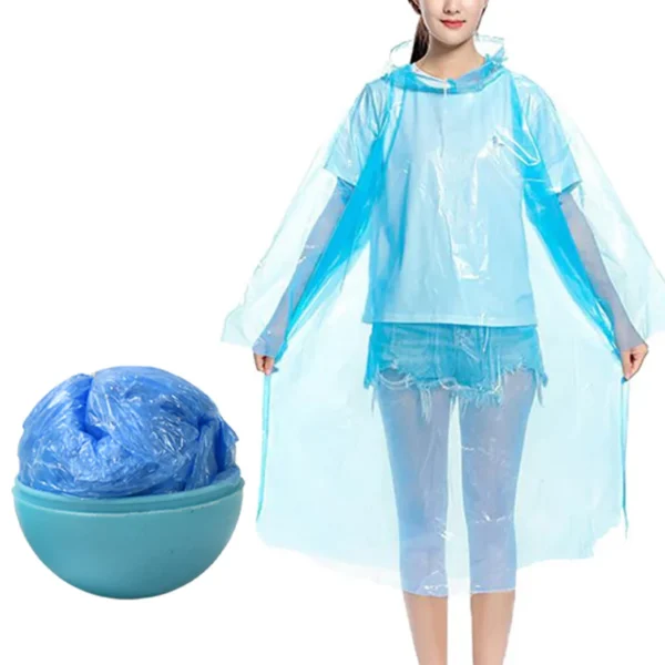 disposable raincoat with hood and attachable round case