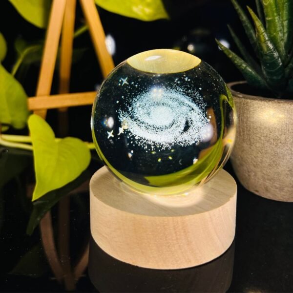 3d crystal ball night light with wooden base,(flower)