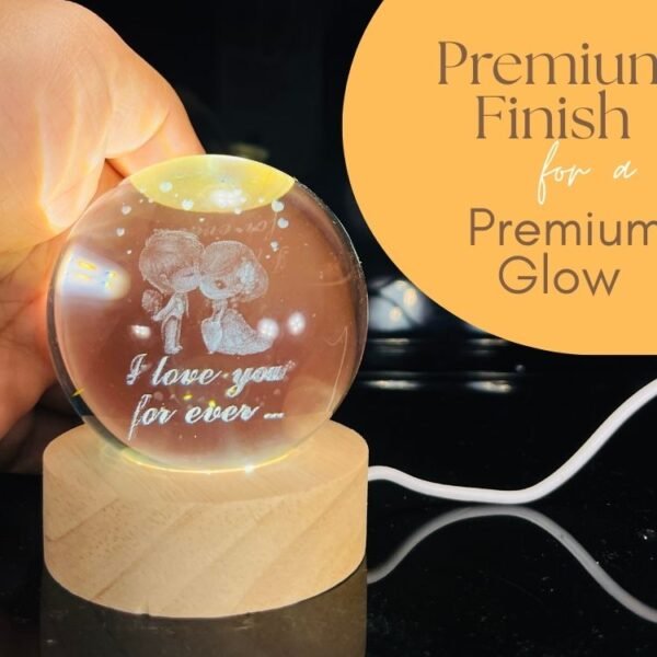 3d crystal ball night light with wooden base,(flower)