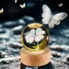 3d crystal ball night light with wooden base,(flower)