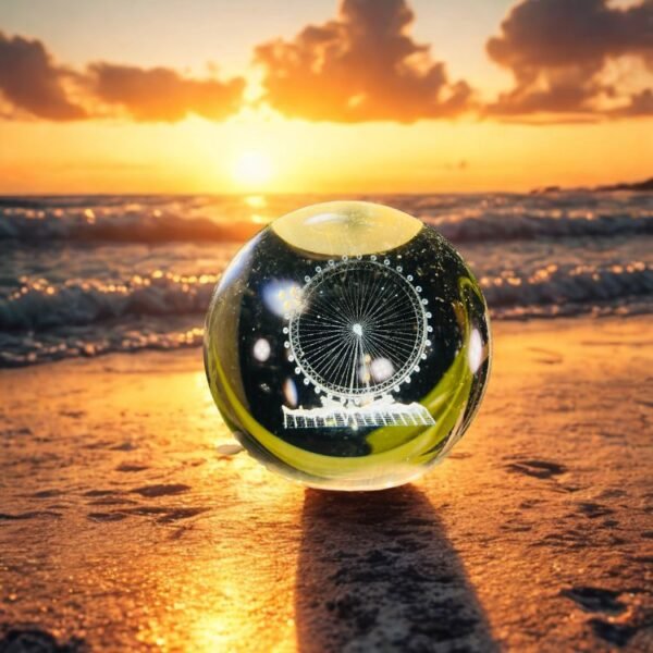 3d crystal ball night light with wooden base,(flower)