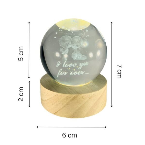 3d crystal ball night light with wooden base,(flower)