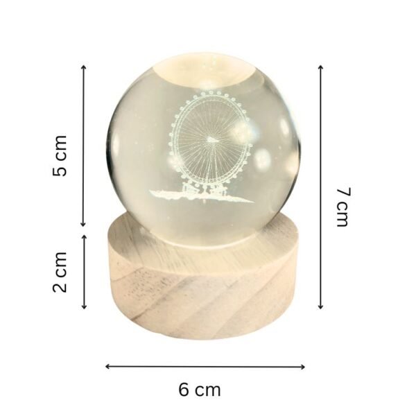 3d crystal ball night light with wooden base,(flower)