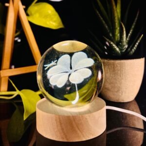 3d crystal ball night light with wooden base,(flower)
