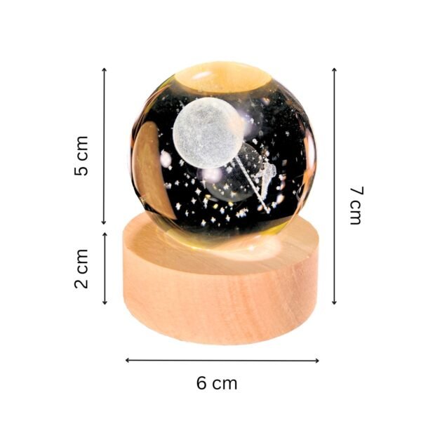 3d crystal ball night light with wooden base,(astronaut step moon)