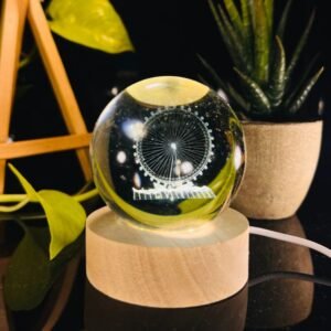 3d crystal ball night light with wooden base,(flower)