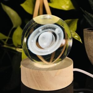 3d crystal ball night light with wooden base,(flower)