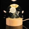 3d crystal ball night light with wooden base,(astronaut step moon)