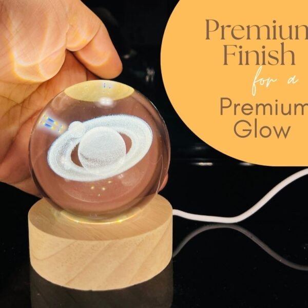 3d crystal ball night light with wooden base,(flower)