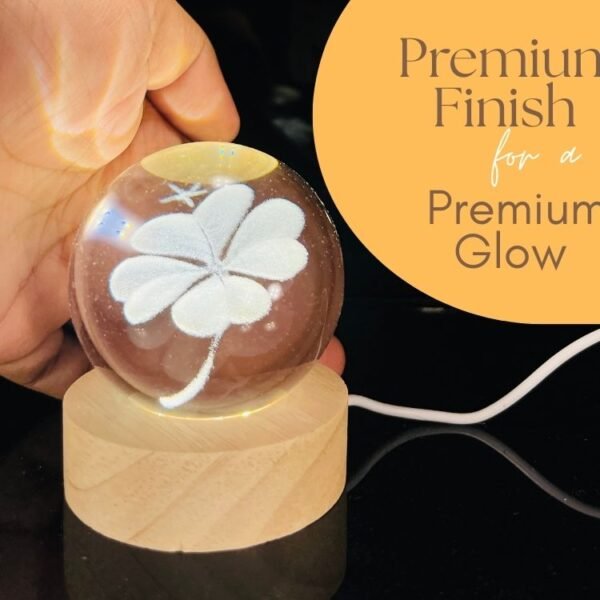 3d crystal ball night light with wooden base,(flower)