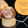 3d crystal ball night light with wooden base,(flower)